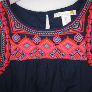 Dark Blue Embroidered C&C California Dress, Small